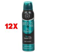 12 X Breeze Deodorante Spray Men 72h Dry Protection 150 Ml