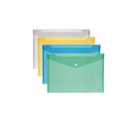 12 x BUSTA CON BOTTONE A5-ORIZZ. 24x18,5cm COLORI ASSORTITI LEBEZ