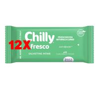 12 X Chilly 12 Salviette Intime Fresco Antiodor Ph5 100% Tessuto Biodegradabile