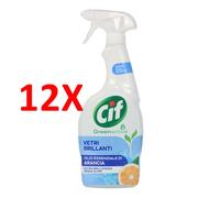 12 X Cif Spray Green Active Vetri Brillanti Olio Essenziale Di Bergamotto 650 M