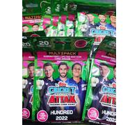 12 x Cricket Attax The Hundred 2022 Multipack Topps India 20 carte per...