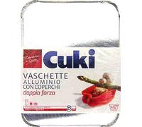 12 x CUKI Vaschette Alluminio Con Coperchio 4 Porzioni 3 Pezzi