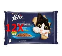 12 X Felix Le Ghiottonerie 4 Buste Da 85 Grammi 2 Salmone 2 Tonno