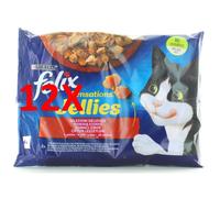 12 X Felix Sensations Jellies 4 Buste Da 85 Grammi 2 Manzo In Gelatina Con Pomo