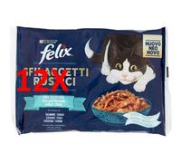 12 X Felix Sfilacetti Rustici 4 Buste 80 Grammi 2 Buste Al Salmone 2 Buste Al T