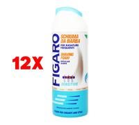 12 X Figaro Schiuma Da Barba Sensitive 400 Ml Rasature Frequenti