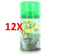 12 X Fresh Aroma Deo Matic Ricarica Spray Muschio Bianco 250 Ml (per Diffuso