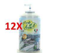 12 X Fresh Aroma Deo Matic Ricarica Spray Talco Bianco 250 Ml (per Diffusore