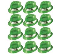 12 X Giorno di San Patrizio Verde Lustrini Cappello Feltro Irish & Trifoglio