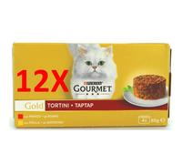 12 X Gourmet Gold Tortini Manzo / Pollo Grammi 85 X 4 Pezzi
