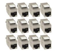 12 x Keystone Cat8.1 RJ45 Cat8 Jack Modulo STP Rete Femmina Metallo senza att...