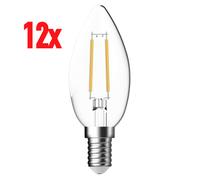 12 X LED Filamento Lampadina Candela 4W = 40W E14 Chiara 500 Lm Neutro 4000K [EEK: E]