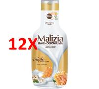 12 X Malizia Bagno Schiuma Miele E Zenzero 1000 Ml