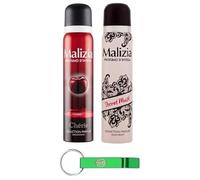 12 X MALIZIA Deodorante Spray Profumo D'INTESA Kit Test 6 X Chérie + 6 X Secret Musk Seduction Deodorante Spray - 100 ml + portachiavi Beni Culinari gratuito