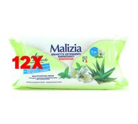 12 X Malizia Salviette Multiuso Rinfrescanti Aloe 72 Pz Con Antibatterico Deter