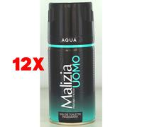 12 X Malizia Uomo Deodorante Eau De Toilette Deo Aqua 150 Ml