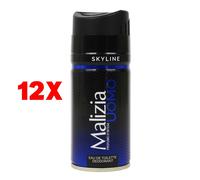 12 X Malizia Uomo Edt Deodorant Skyline 150 Ml