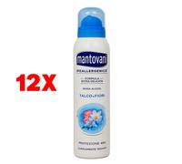 12 x Mantovani deodorante Spray Senza alcool Talco e Fiori bianchi anti macchia
