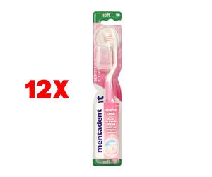 12 X Mentadent Spazzolino Denti Soft Sensitive Expert Con Coprisetole