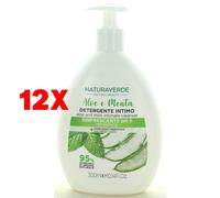 12 X Naturaverde Detergente Intimo 300 Ml. Rinfrescante Ph 5 Prebiotico
