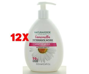12 X Naturaverde Detergente Intimo Lenitivo 300 Ml. Camomilla Ph 3,5