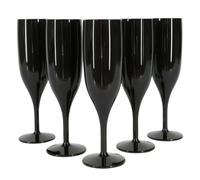12 x Nero Calici per Champagne Riutilizzabile 175ml Prosecco Occhiali Plastica