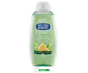 12 X Neutro Roberts Doccia Shampoo Tonificante - Shampoo doccia con vitamine di frutta, eccellente per la pulizia di corpo e capelli, 250 ml + portachiavi Beni Culinari