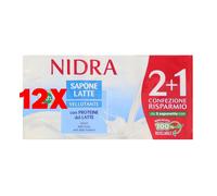 12 X Nidra Saponettalatte Idratante Con Proteine Del Latte 2 + 1 Pezzi 90 Gramm