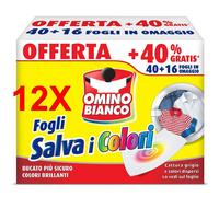 12 X Omino Bianco Fogli Salva I Colori - Bucato Piu' Sicuro 40+16 Fogli Per Lav