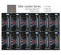 12 x penna a sfera Parker Jotter London in acciaio inossidabile SS bordo oro,...