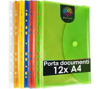 12 X Porta Documenti A4 Con 240 Adesivi Salvabuchi- Cartelle Portadocumenti A4 -