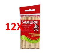 12 X Samurai 100 Spiedini Decor In Betulla Lunghezza 10 Cm