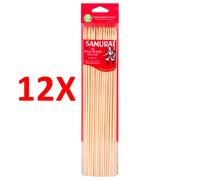 12 X Samurai 40 Spiedini Maxi Deluxe In Bambu' Lunghezza 30 Cm