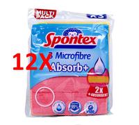 12 X Spontex Microfibra Con Spugna 17,5x20 3 Pz