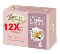 12 X Spuma Di Sciampagna Saponetta Setificante Perla Di Seta E Vaniglia 2 Pezzi