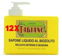 12 X Tabiano Sapone Liquido Mani Al Biozolfo Dispenser 250 Ml - Specialita' Di