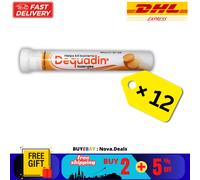 12 x tubi DEQUADIN pastiglie di agrumi (dequalinium) mal di gola anni 24