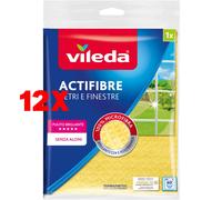 12 X Vileda Panno Actifibre vetri e finestre Senza Aloni