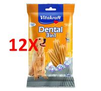 12 X Vitakraft Dental 3in1 7 Sticks Medium Per Cani +10 Kg