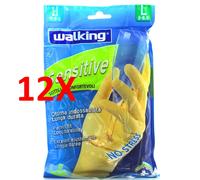 12 X Walking Guanto Satinato Sensitive Taglia Large 8-8 1/2