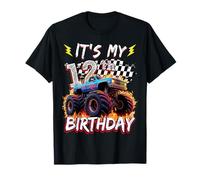 12 Year Old Boys Monster Truck It's My 12th Birthday Party Maglietta