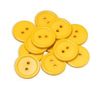 12 Yellow Buttons - 0.8 inch, 2 Hole, Round, 32L Plastic, 20mm, Decorative, for Sewing, Crafts, DIY