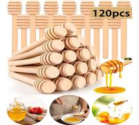 120/60/24/12/6/1 pezzo Cucchiaio di legno per mescolare il miele, Bastoncino di miele in legno massiccio, Mescolatore di miele a bastoncino lungo, Mescolatore di marmellata, Bastoncino per mescolare l