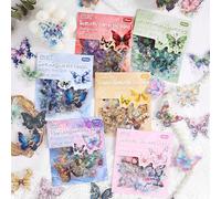 120 adesivi olografici a forma di farfalla, 6 temi, glitter trasparenti, set di adesivi per scrapbook in PET lucido, set di decalcomanie impermeabili, decorazione accessori per artigiani