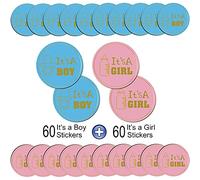 120 adesivi per la rivelazione del genere It's a Boy and It's a Girl Baby Shower adesivi per giochi di voto e forniture per feste (It's)