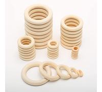 120 Anelli in Legno per Artigianato, Macramè, Ciondoli Fai da Te, Accessori per Gioielli - Cerchi Naturali 50 mm, 40 mm, 30 mm, 20 mm, 15 mm