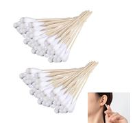 120 Bastoncini Di Cotone Con Manico Lungo In Legno, Cotton Fioc Orecchie, Tamponi Di Pulizia In Legno A Testa Grande Per Trucco, Pulizia, Bellezza, Unghie, L'Artigianato E L'Arte (20cm)