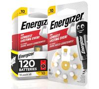 120 Batterie Acustiche Energizer per Apparecchi Acustici Auricolari Misura 10 Giallo Senza Mercurio - 15 Confezioni da 8 Pile