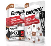 120 Batterie Acustiche Energizer per Apparecchi Acustici Auricolari Misura 312 Marrone Senza Mercurio - 15 Confezioni da 8 Pile