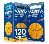 120 Batterie per Apparecchi Acustici Misura 10 Gialle PR70 VARTA Zinco Aria Tensione Stabile Lunga Durata a Prova di Perdite Compatibili con Tutti i Dispositivi Made in Germany - 20 Blister da 6 Pile